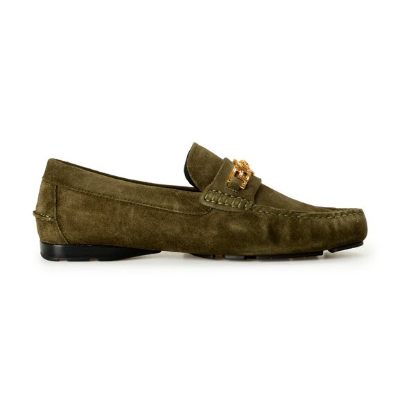 Versace Men\'s 100% Suede Leather Gold Medusa Driver Loafers Shoes US 8 IT 41 main image 6